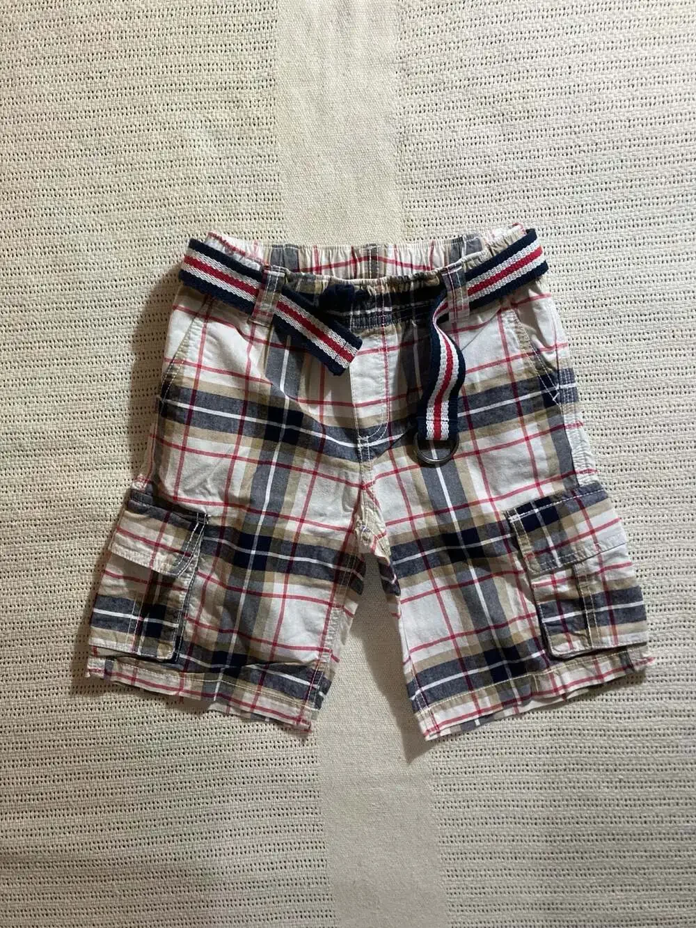 Gymboree Boys Plaid Cargo Shorts with Belt Classic Fit